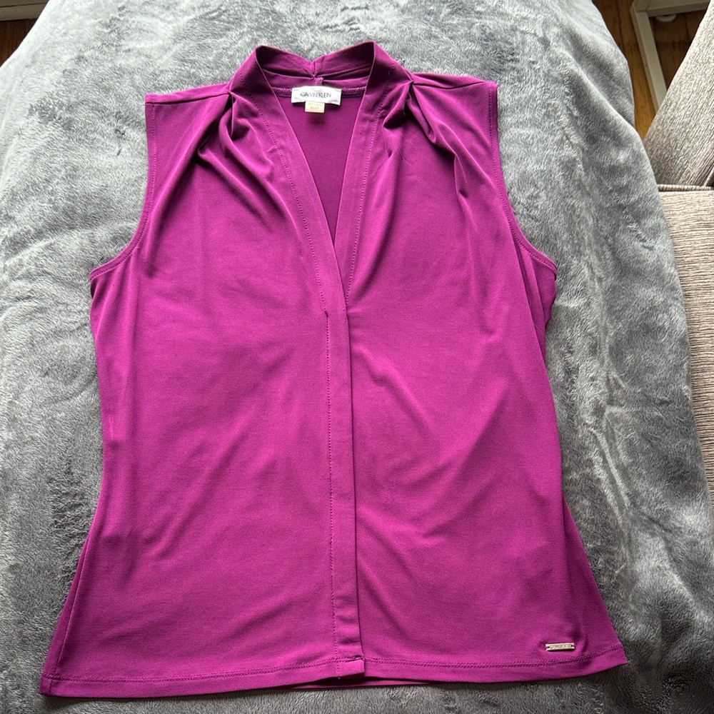 Calvin Klein Women's Magenta Sleeveless Blouse
